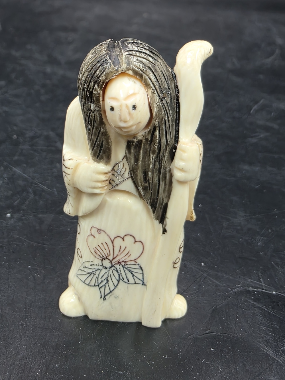Antique Japanese Carved Netsuke Changing Faces Happy Angry